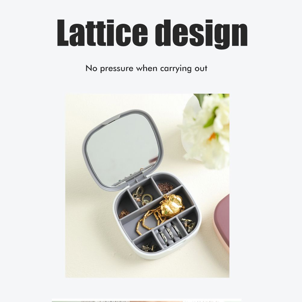 Travel Jewellery Box Portable Small Jewellery Box Organizer with Mirror Mini Jewelry Storage Case for Rings Earrings Necklaces Gifts
