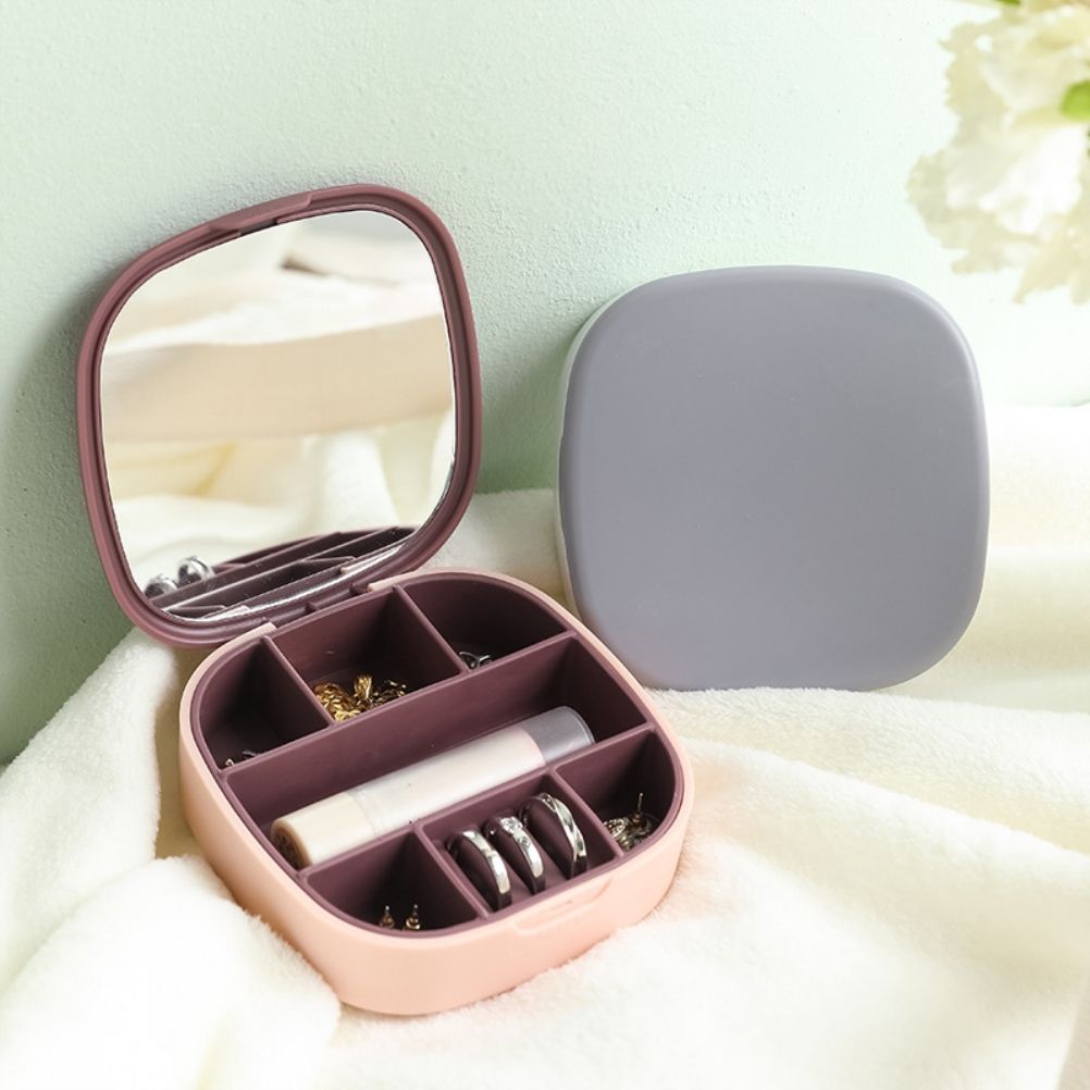 Travel Jewellery Box Portable Small Jewellery Box Organizer with Mirror Mini Jewelry Storage Case for Rings Earrings Necklaces Gifts