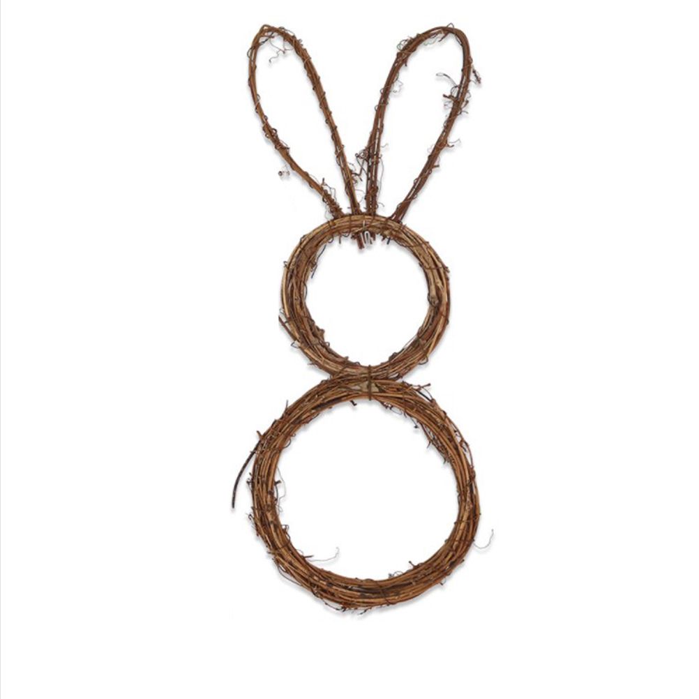 DIY Bunny Shaped Grapevine Wreath Easter Bunny Wreath Foldable Rabbit Rattan Garland for Courtyard and Lawn Decor