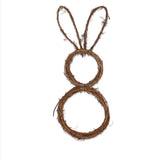 DIY Bunny Shaped Grapevine Wreath Easter Bunny Wreath Foldable Rabbit Rattan Garland for Courtyard and Lawn Decor