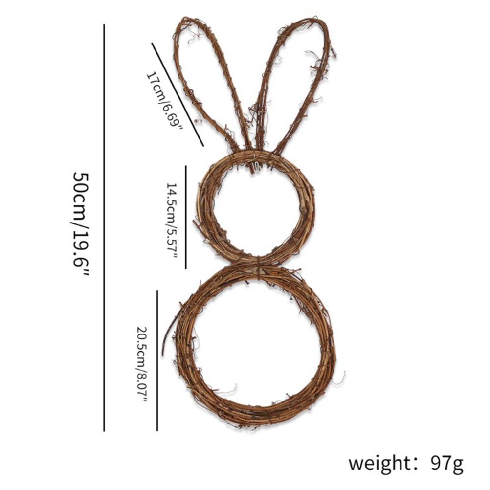 DIY Bunny Shaped Grapevine Wreath Easter Bunny Wreath Foldable Rabbit Rattan Garland for Courtyard and Lawn Decor