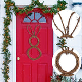 DIY Bunny Shaped Grapevine Wreath Easter Bunny Wreath Foldable Rabbit Rattan Garland for Courtyard and Lawn Decor - Rear View