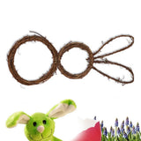 DIY Bunny Shaped Grapevine Wreath Easter Bunny Wreath Foldable Rabbit Rattan Garland for Courtyard and Lawn Decor - Close-Up Angle