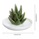 Ceramic Ring Holder Aloe Ring Dish Jewelry Holder Rings Bracelets Earrings Green Succulent Trinket Tray Gift for Women Girls