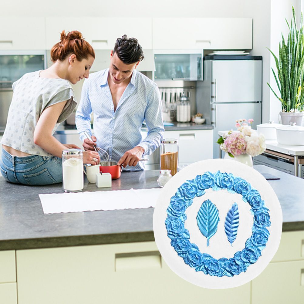 Rose Wreath with Leaves Fondant Mold DIY Silicone Molds for Wedding Valentine Party Baking Decoration