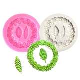 Rose Wreath with Leaves Fondant Mold DIY Silicone Molds for Wedding Valentine Party Baking Decoration