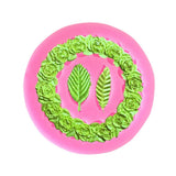 Rose Wreath with Leaves Fondant Mold DIY Silicone Molds for Wedding Valentine Party Baking Decoration - Top-Down View