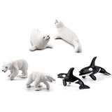 18PCS Polar Arctic Animal Toy Figurines Set Includes White Wolf White Owl White Arctic Rabbit Arctic Husky and Igloo Simulation Animal Model Gift for Kids - Side View