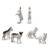 18PCS Polar Arctic Animal Toy Figurines Set Includes White Wolf White Owl White Arctic Rabbit Arctic Husky and Igloo Simulation Animal Model Gift for Kids - Top-Down View