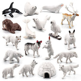 18PCS Polar Arctic Animal Toy Figurines Set Includes White Wolf White Owl White Arctic Rabbit Arctic Husky and Igloo Simulation Animal Model Gift for Kids - Extra Image