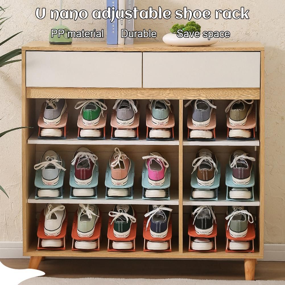 5pcs/set Adjustable Shoe Organizer Double Layer Shoe Stacker Space Saving Home Shoe Rack Holder