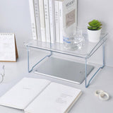 Large Capacity Desktop Storage Rack Clear Acrylic Kitchen Shelf Single Layer Office Desktop File Organizer - Close-Up Angle