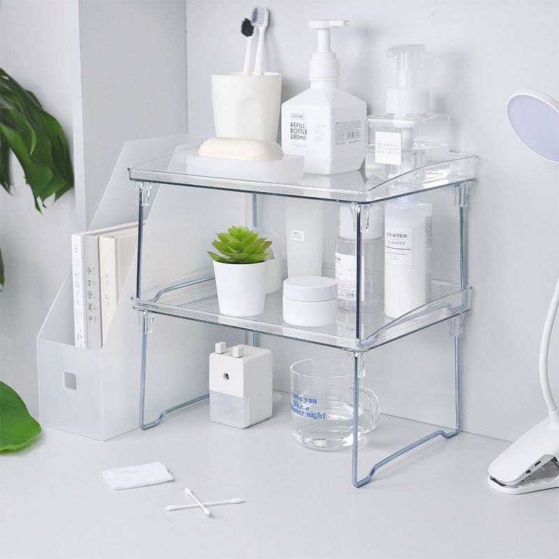 Large Capacity Desktop Storage Rack Clear Acrylic Kitchen Shelf Single Layer Office Desktop File Organizer