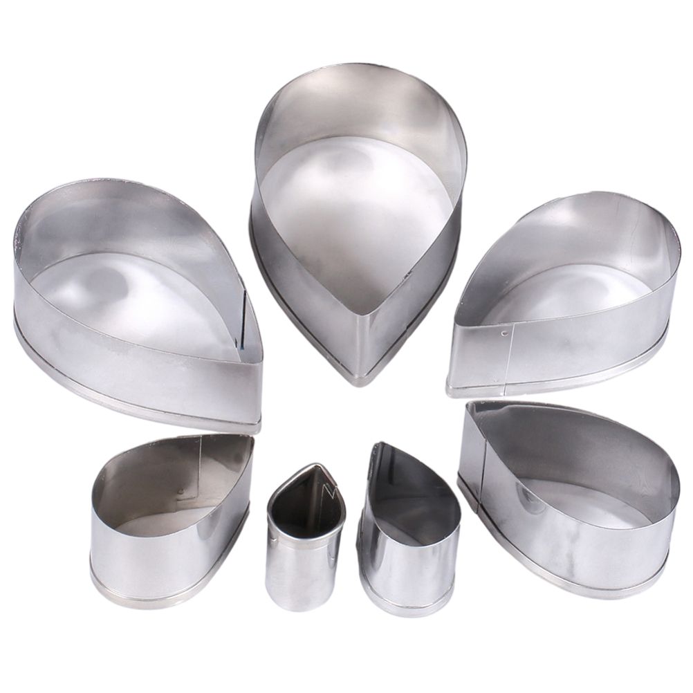 7Pcs/Set Rose Cutter Stainless Steel Water Drop Shape Fondant Flower Molds Petal Stencils Cutter Cake Decoration Tools