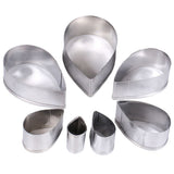 7Pcs/Set Rose Cutter Stainless Steel Water Drop Shape Fondant Flower Molds Petal Stencils Cutter Cake Decoration Tools - Close-Up Angle