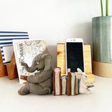 Elephant and Rabbit Statue Bookend Figurines Ornaments Resin Animal Figurines Decor for Home Decorations - 45-Degree Angle