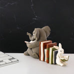 Elephant and Rabbit Statue Bookend Figurines Ornaments Resin Animal Figurines Decor for Home Decorations