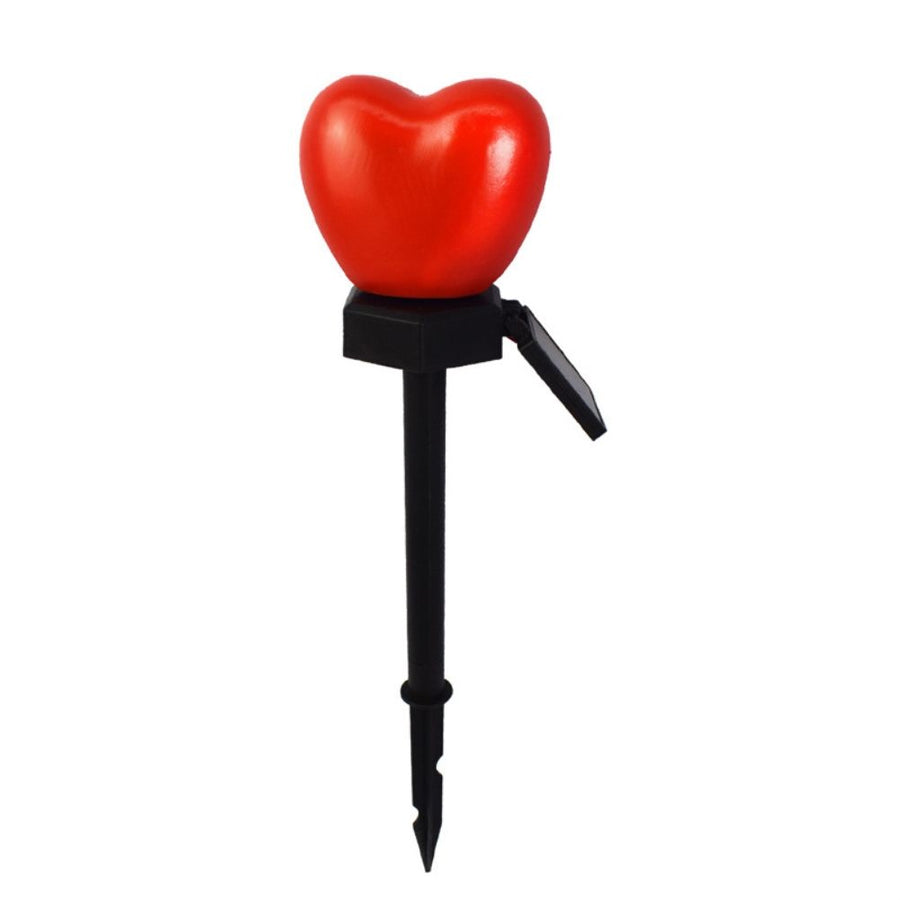 Red heart shaped solar garden stake light, pink and red plastic
