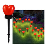 Outdoor Solar Garden Stake Lights Waterproof Solar Red Heart Shaped Pathway Lamps Landscape Lamp for Garden Lawn Decor - Front View
