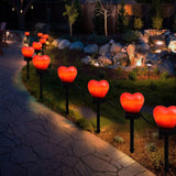 Outdoor Solar Garden Stake Lights Waterproof Solar Red Heart Shaped Pathway Lamps Landscape Lamp for Garden Lawn Decor - Close-Up Angle