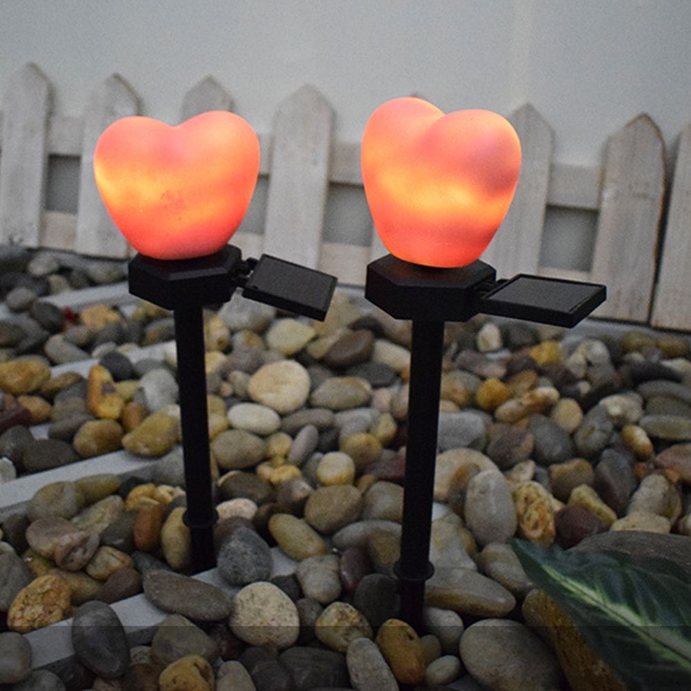 Outdoor Solar Garden Stake Lights Waterproof Solar Red Heart Shaped Pathway Lamps Landscape Lamp for Garden Lawn Decor