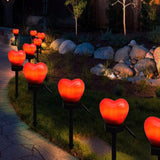 Outdoor Solar Garden Stake Lights Waterproof Solar Red Heart Shaped Pathway Lamps Landscape Lamp for Garden Lawn Decor - Extra Image