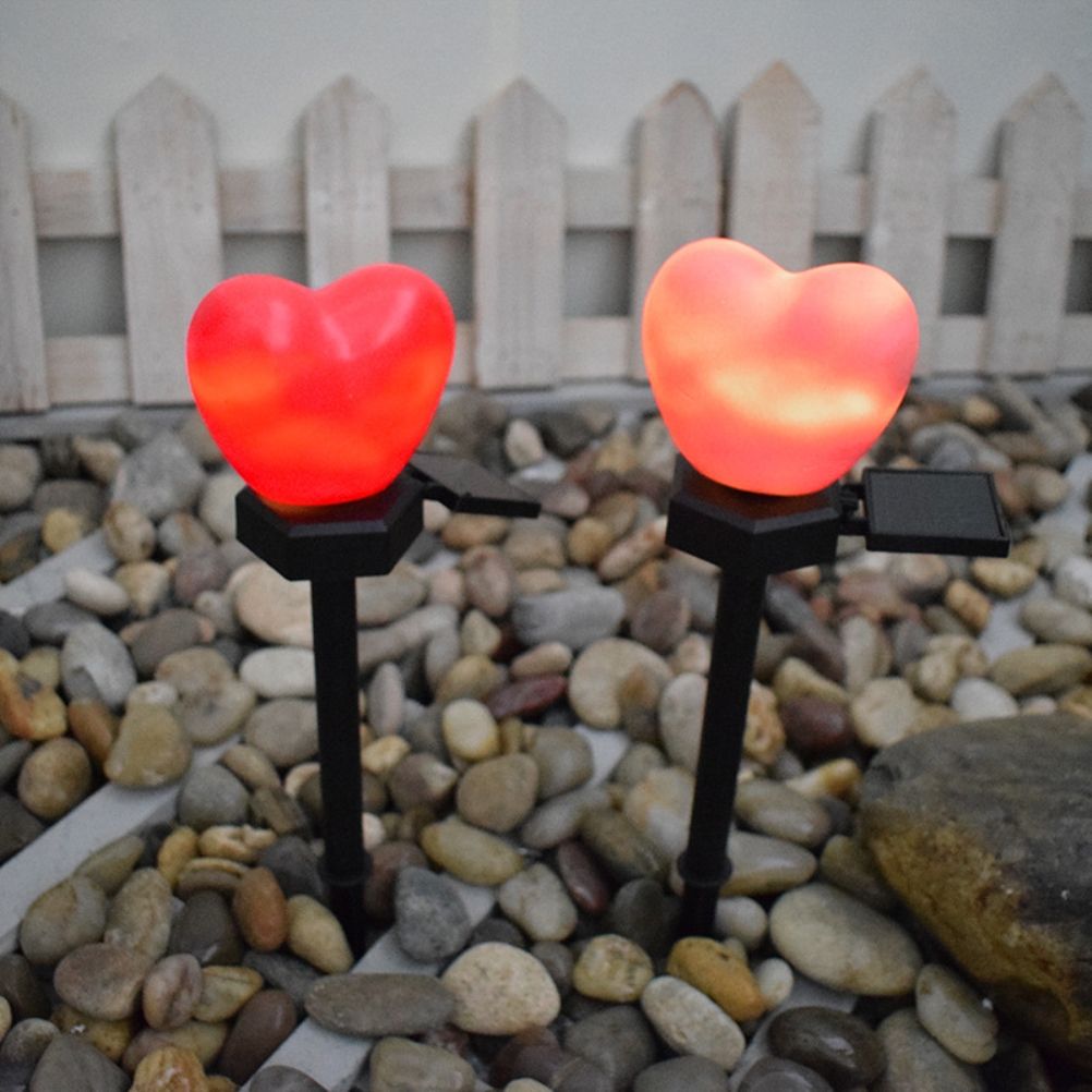Outdoor Solar Garden Stake Lights Waterproof Solar Red Heart Shaped Pathway Lamps Landscape Lamp for Garden Lawn Decor