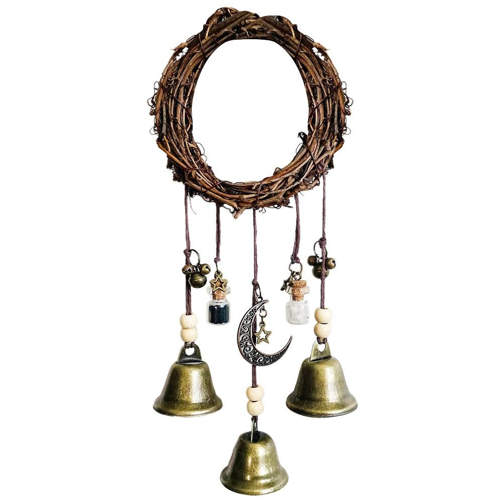 Witch Wind Chimes Wreath Handmade Witch Bells Protection Door Hangers Hanging Witch Bells Wind Chimes for Home Door