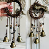Witch Wind Chimes Wreath Handmade Witch Bells Protection Door Hangers Hanging Witch Bells Wind Chimes for Home Door