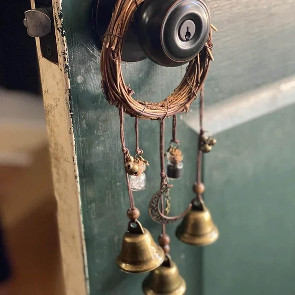 Witch Wind Chimes Wreath Handmade Witch Bells Protection Door Hangers Hanging Witch Bells Wind Chimes for Home Door
