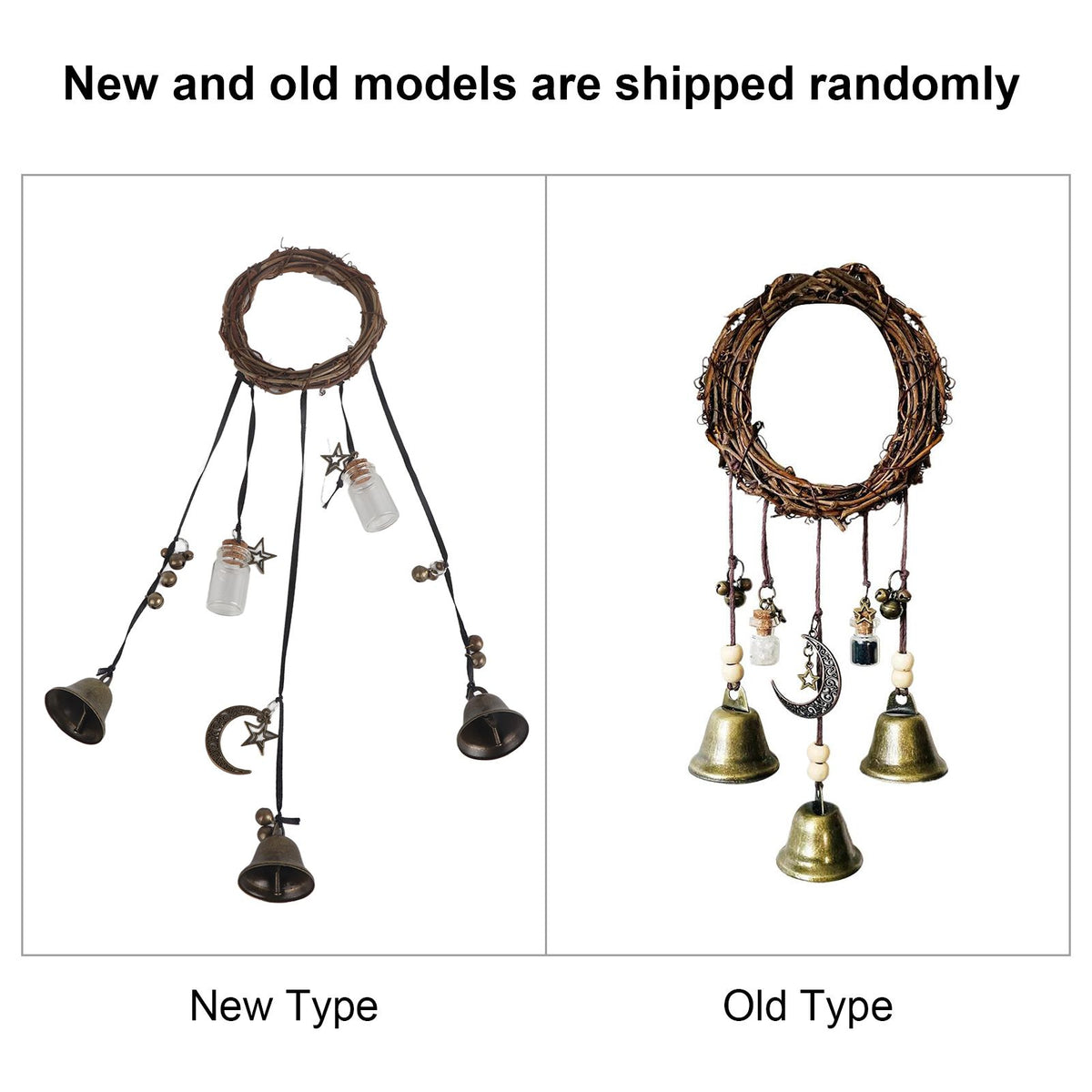 Witch Wind Chimes Wreath Handmade Witch Bells Protection Door Hangers Hanging Witch Bells Wind Chimes for Home Door
