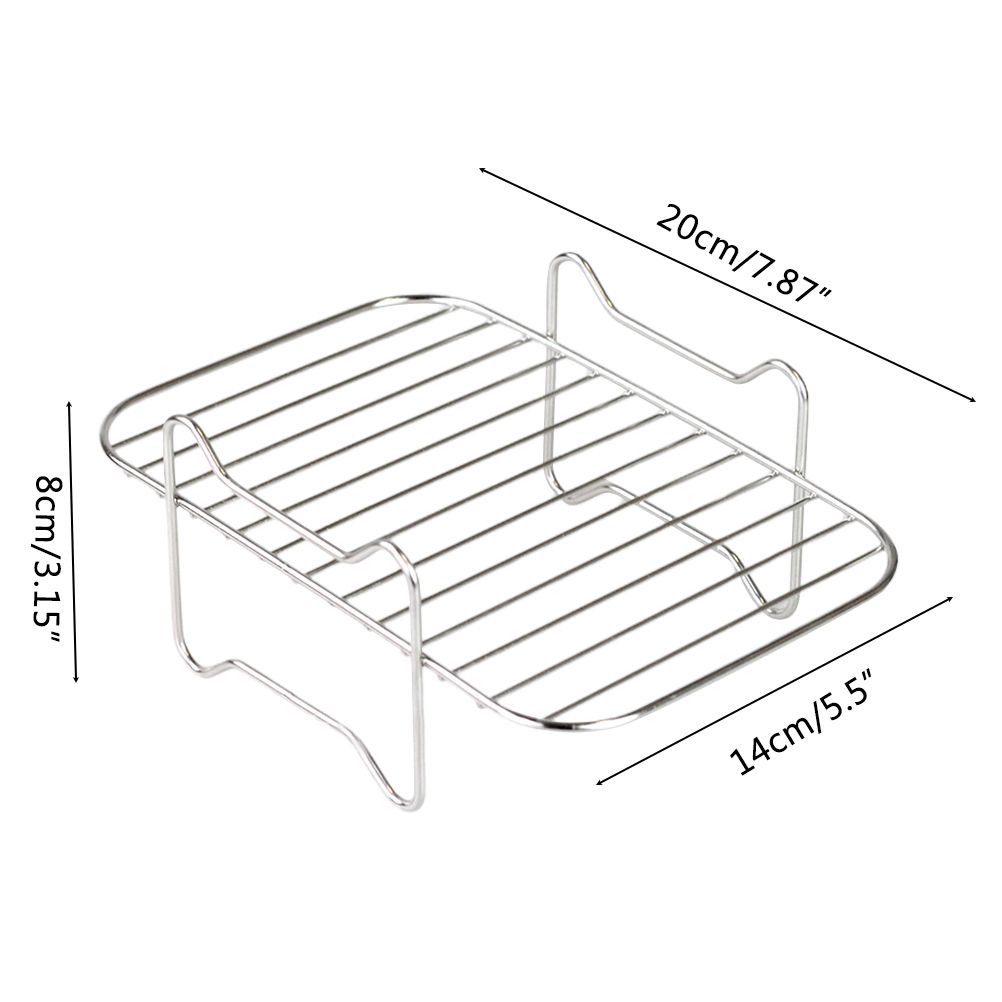 2Pcs Air Fryer Rack 304 Stainless Steel Dehydrator Rack with 4 Barbecue Sticks for 8QT Dual Basket Air Fryer