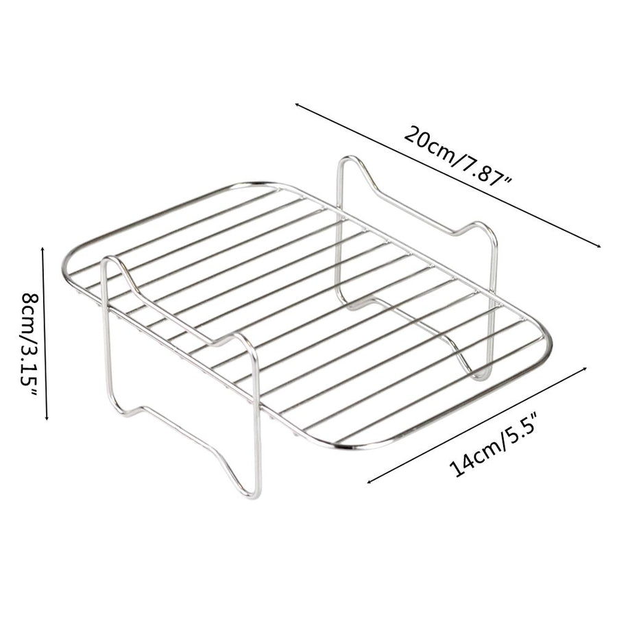 2Pcs Air Fryer Rack 304 Stainless Steel Dehydrator Rack with 4 Barbecue Sticks for 8QT Dual Basket Air Fryer