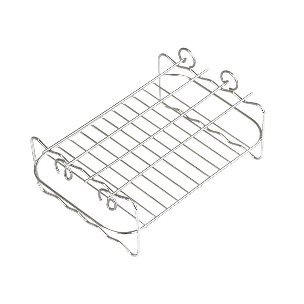 2Pcs Air Fryer Rack 304 Stainless Steel Dehydrator Rack with 4 Barbecue Sticks for 8QT Dual Basket Air Fryer