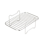 2Pcs Air Fryer Rack 304 Stainless Steel Dehydrator Rack with 4 Barbecue Sticks for 8QT Dual Basket Air Fryer - Close-Up Angle