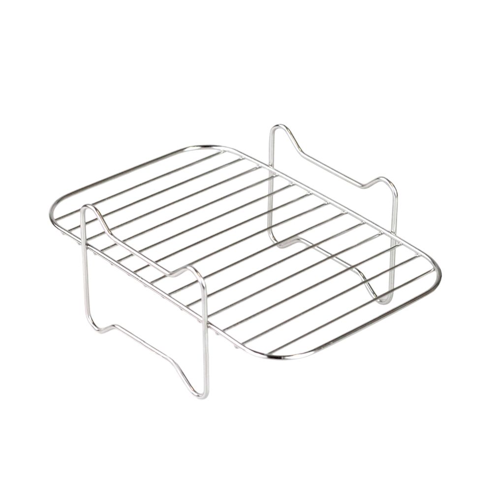 2Pcs Air Fryer Rack 304 Stainless Steel Dehydrator Rack with 4 Barbecue Sticks for 8QT Dual Basket Air Fryer