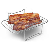 2Pcs Air Fryer Rack 304 Stainless Steel Dehydrator Rack with 4 Barbecue Sticks for 8QT Dual Basket Air Fryer - Extra Image