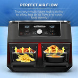 2Pcs Air Fryer Rack 304 Stainless Steel Dehydrator Rack with 4 Barbecue Sticks for 8QT Dual Basket Air Fryer - Extra Image