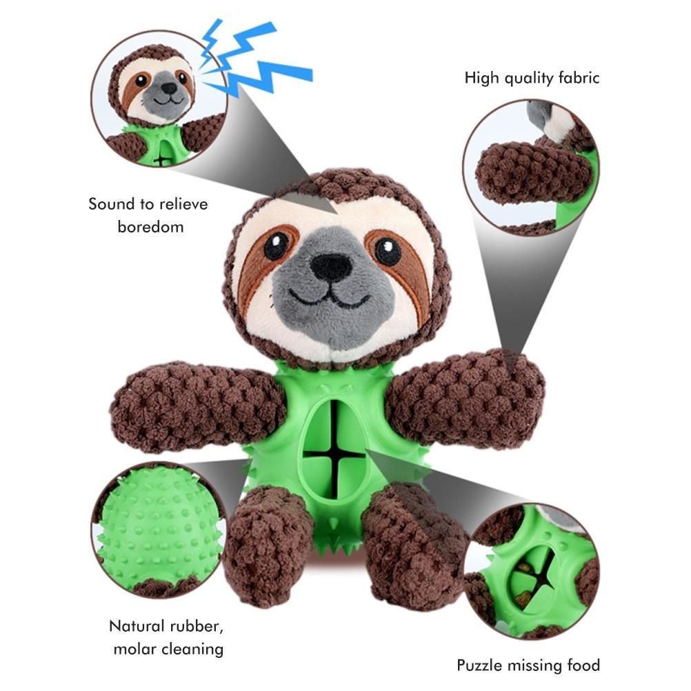 Plush Dog Toys Interactive Dog Puzzle Toys Cute Sloth Teething Chew Squeaky Dog Toys for Small Medium Large Dogs