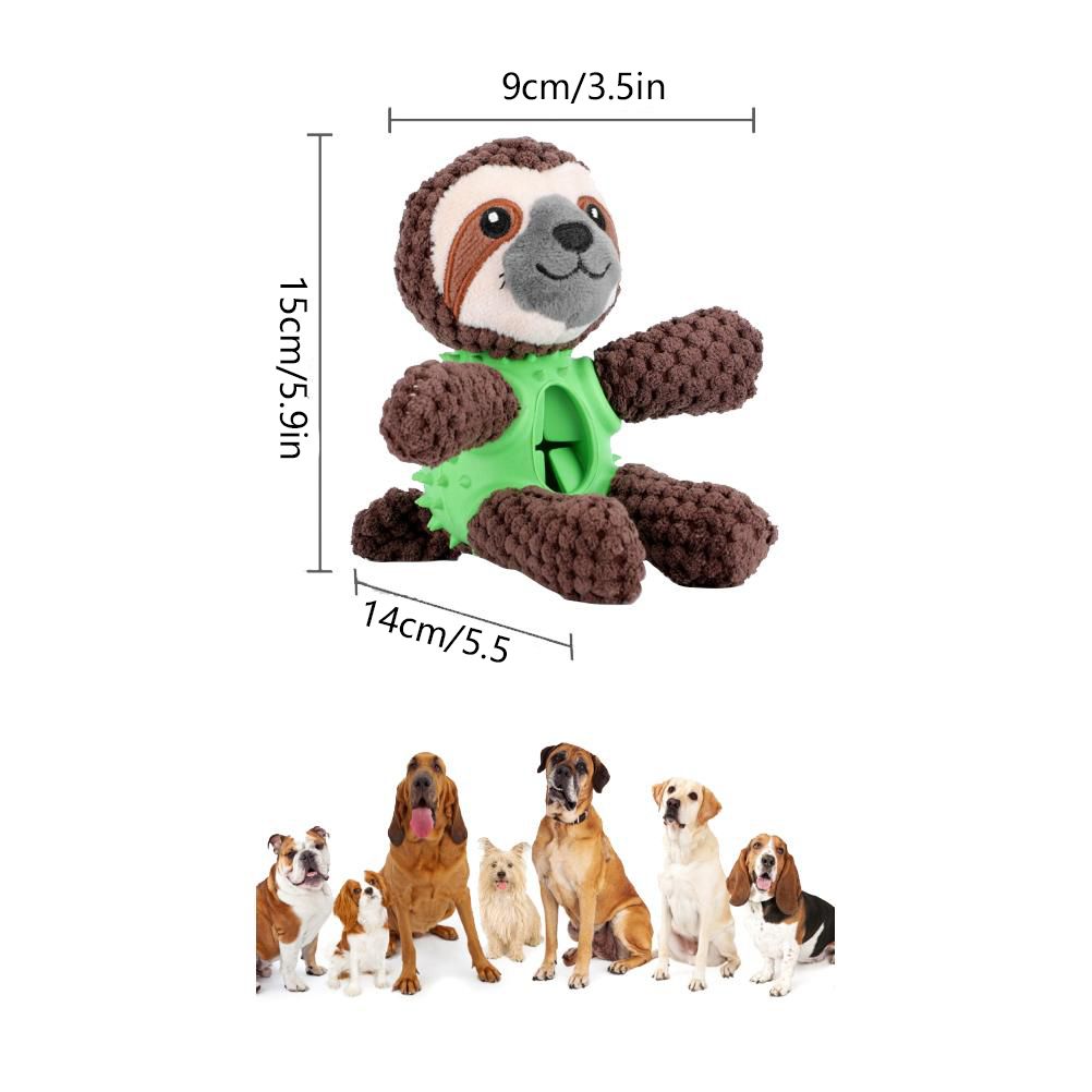 Plush Dog Toys Interactive Dog Puzzle Toys Cute Sloth Teething Chew Squeaky Dog Toys for Small Medium Large Dogs