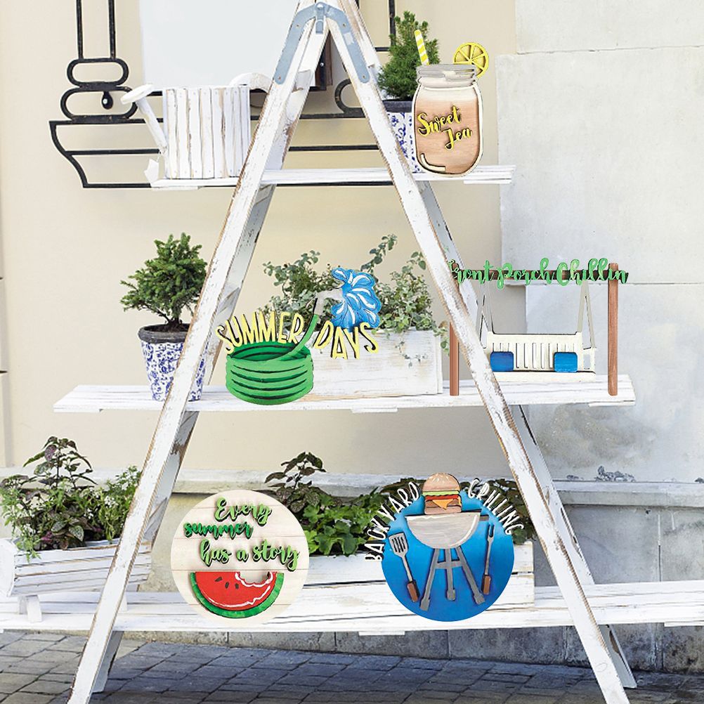Summer Tiered Tray Decor Set Farmhouse Wood Tiered Tray Decor Items Summer Theme Mini Wooden Signs Home Kitchen Decorations