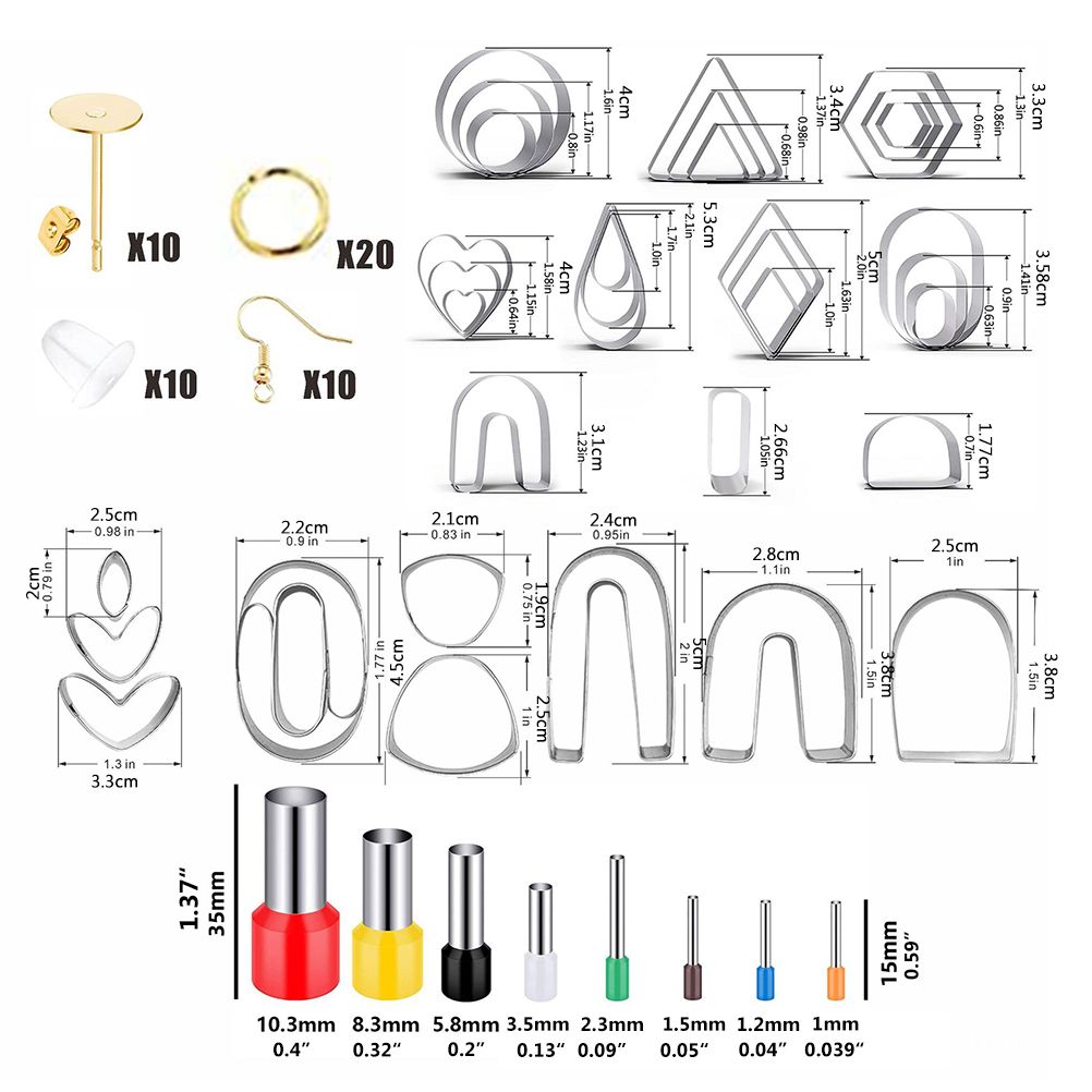 Polymer Clay Cutters DIY Clay Cutters Shapes for Polymer Jewelry Making with Earring Cards Hooks DIY Plastic Bags