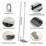 Floor Scrub Brush with Detachable Long Handle 120° Rotating Shower Floor Scrubber Household Cleaning Brush for Bathroom Kitchen - Front View