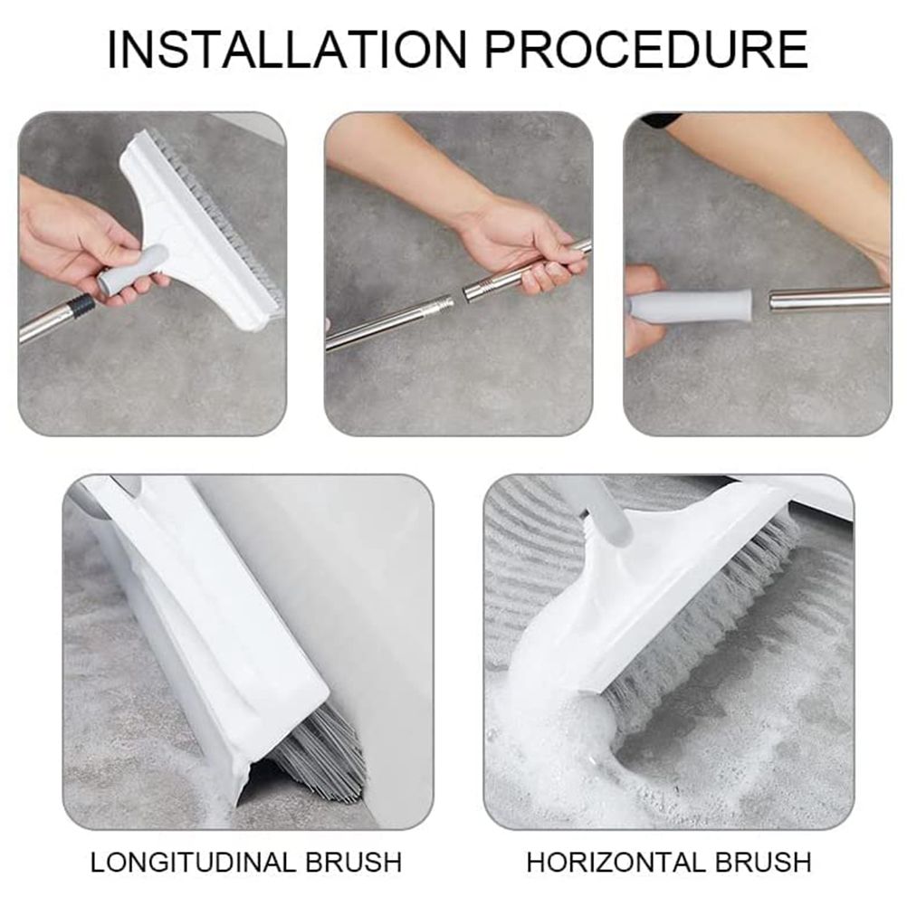 Floor Scrub Brush with Detachable Long Handle 120° Rotating Shower Floor Scrubber Household Cleaning Brush for Bathroom Kitchen