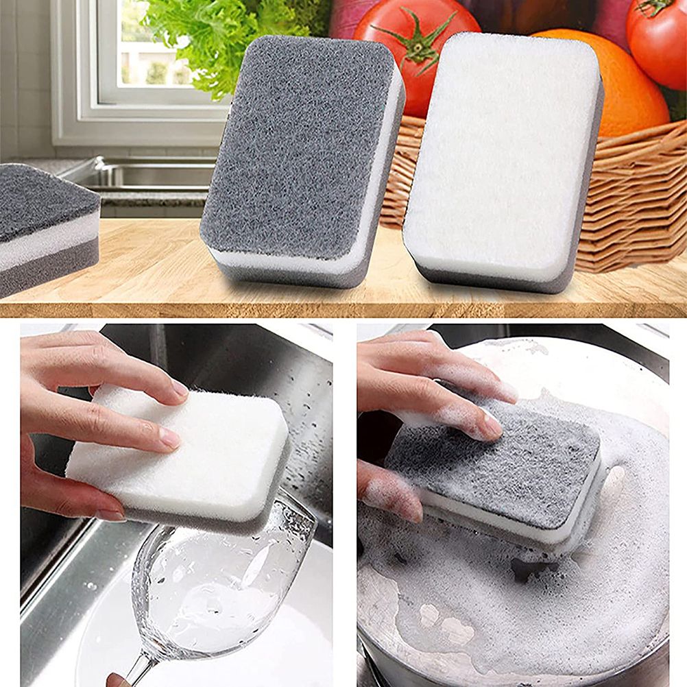 10Pcs Cleaning Scrub Sponges Heavy Duty Scrubbing Dish Sponge Dishwashing Sponge for Kitchen Dish Sink Bathroom Cleaning