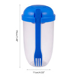 Fresh Salad Container Serving Cup with Dressing Container Fork Portable Plastic Food Storage Bottle for Picnic Lunch