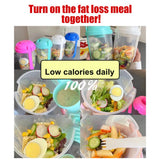Fresh Salad Container Serving Cup with Dressing Container Fork Portable Plastic Food Storage Bottle for Picnic Lunch - Rear View