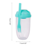 Fresh Salad Container Serving Cup with Dressing Container Fork Portable Plastic Food Storage Bottle for Picnic Lunch - Front View