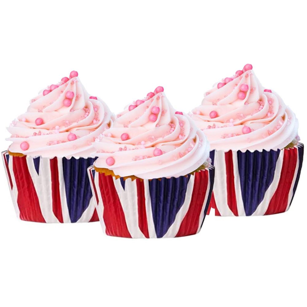 200Pcs Union Jack Mini Paper Baking Cups Cupcake Liners Cupcake Wrappers for Queen Platinum Jubilee Party Supplies Decorations