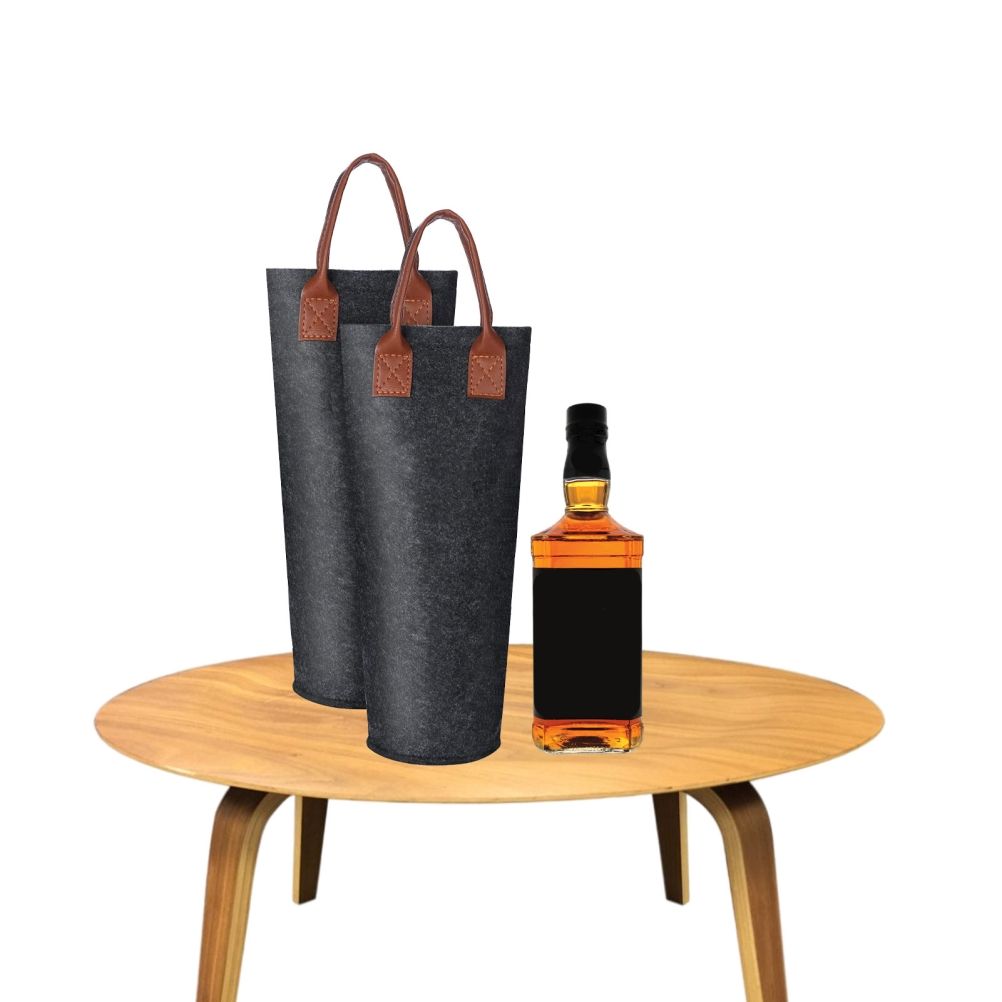 Single Bottle Wine Tote Bag Portable Felt Insulated Padded Thermal Wine Carrier Bag Wine Cooler for Travel Picnic Beach Wine Gifts